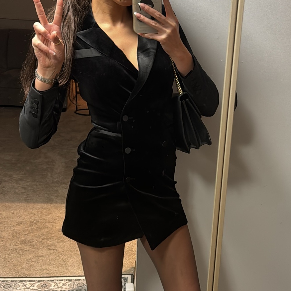 Express Black Velvet Blazer Dress